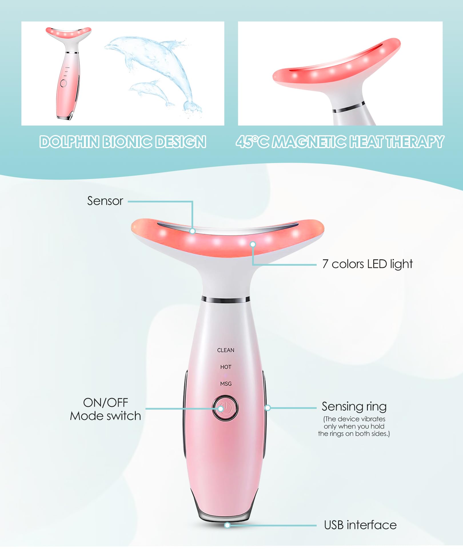 ELISHINE included components image shows face massager, USB-C cable, user manual, gift packaging