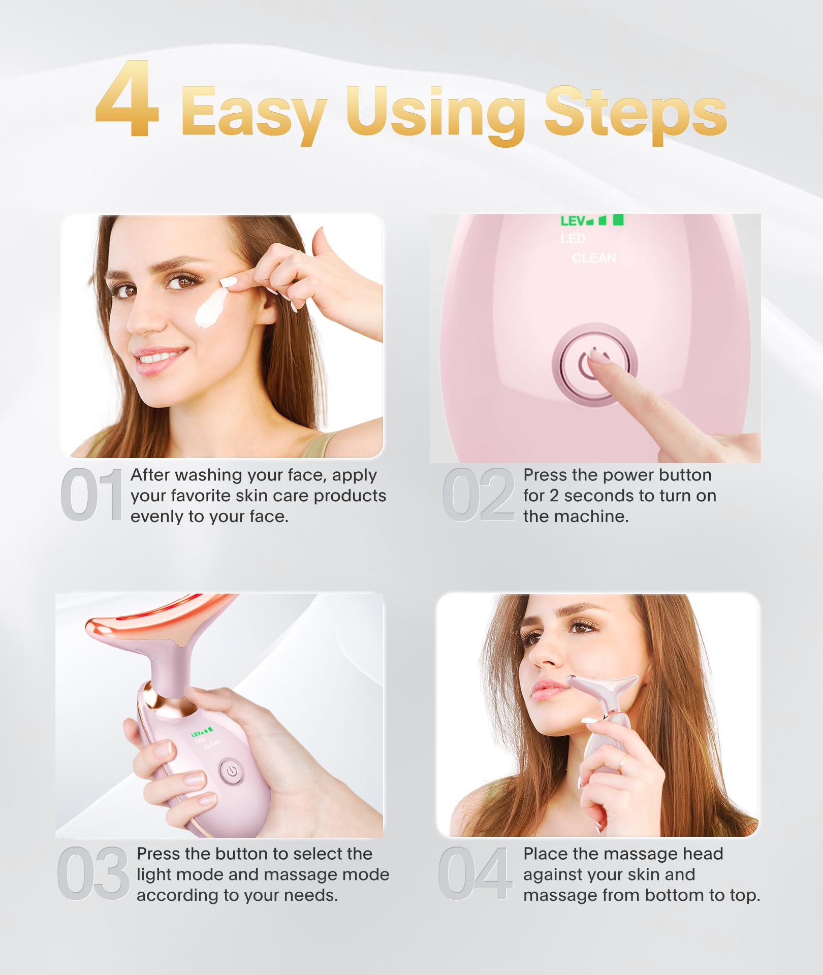 ELISHINE massager in use on cheek showing gentle massage action