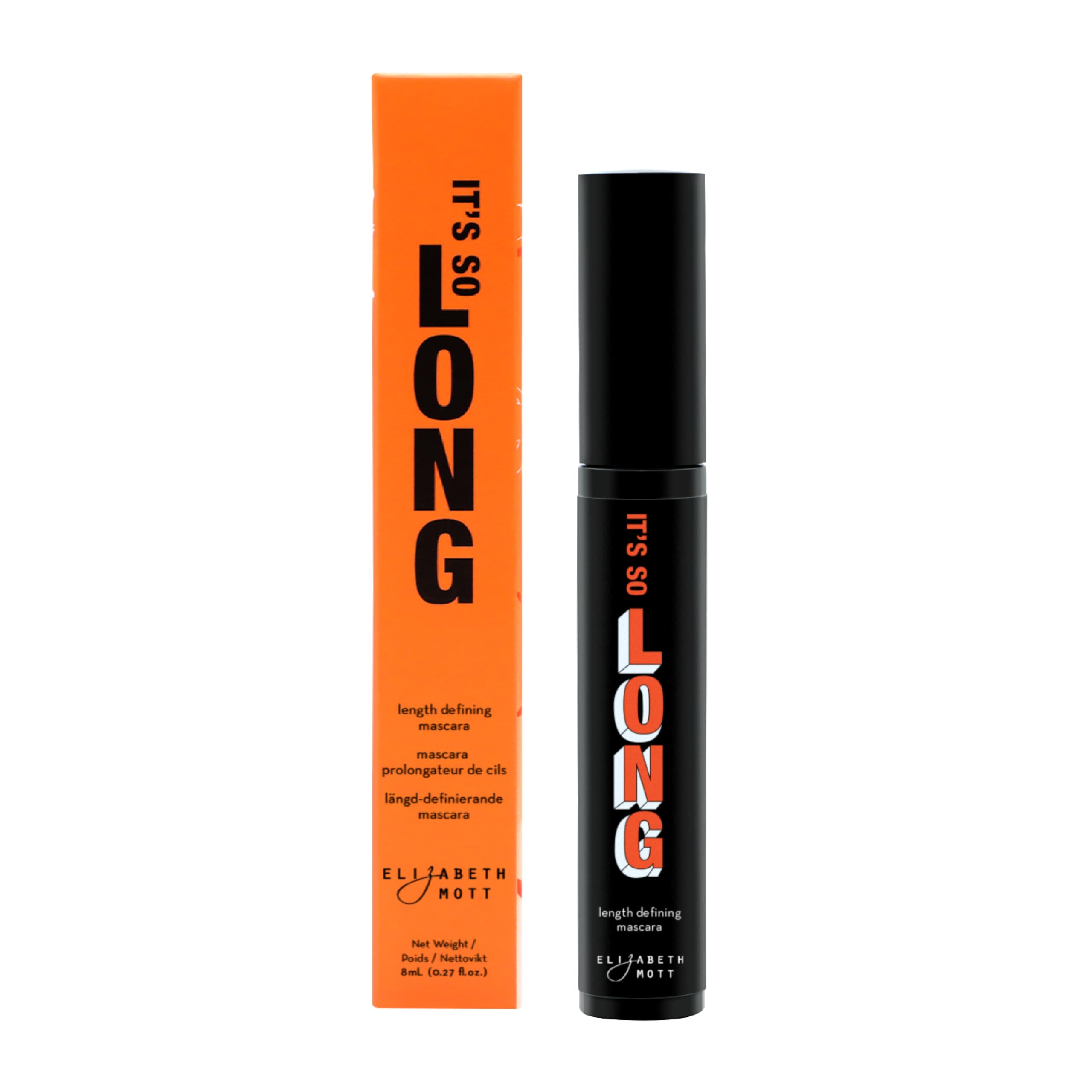 Elizabeth Mott mascara wand applying formula for clump-free full lashes