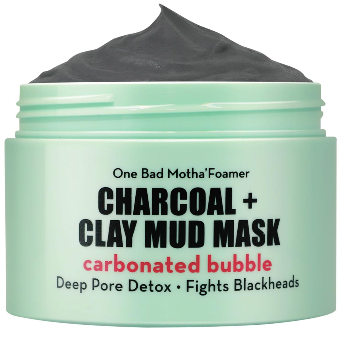 Elizabeth Mott carbonated bubble detox mask foam closeup illustrating bubbly texture for deep cleansing.