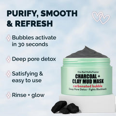 Elizabeth Mott carbonated bubble detox mask oil-control closeup indicating shine reduction.