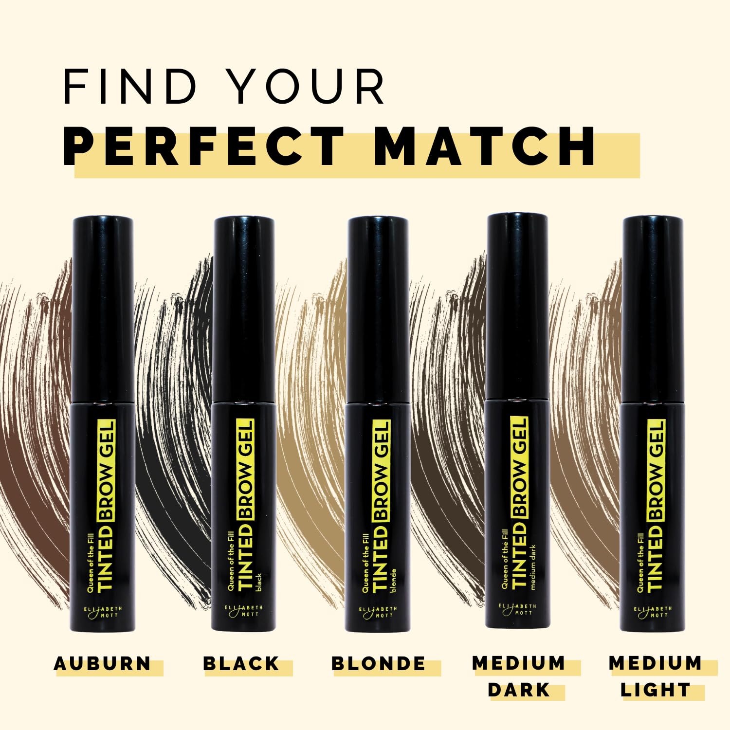 Elizabeth Mott Eyebrow Gel applying on brow image hints at easy fill and shape.