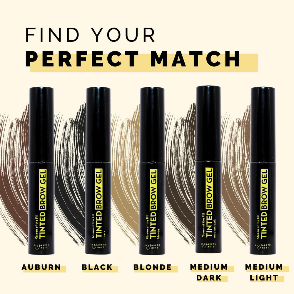 Elizabeth Mott Eyebrow Gel applying on brow image hints at easy fill and shape.
