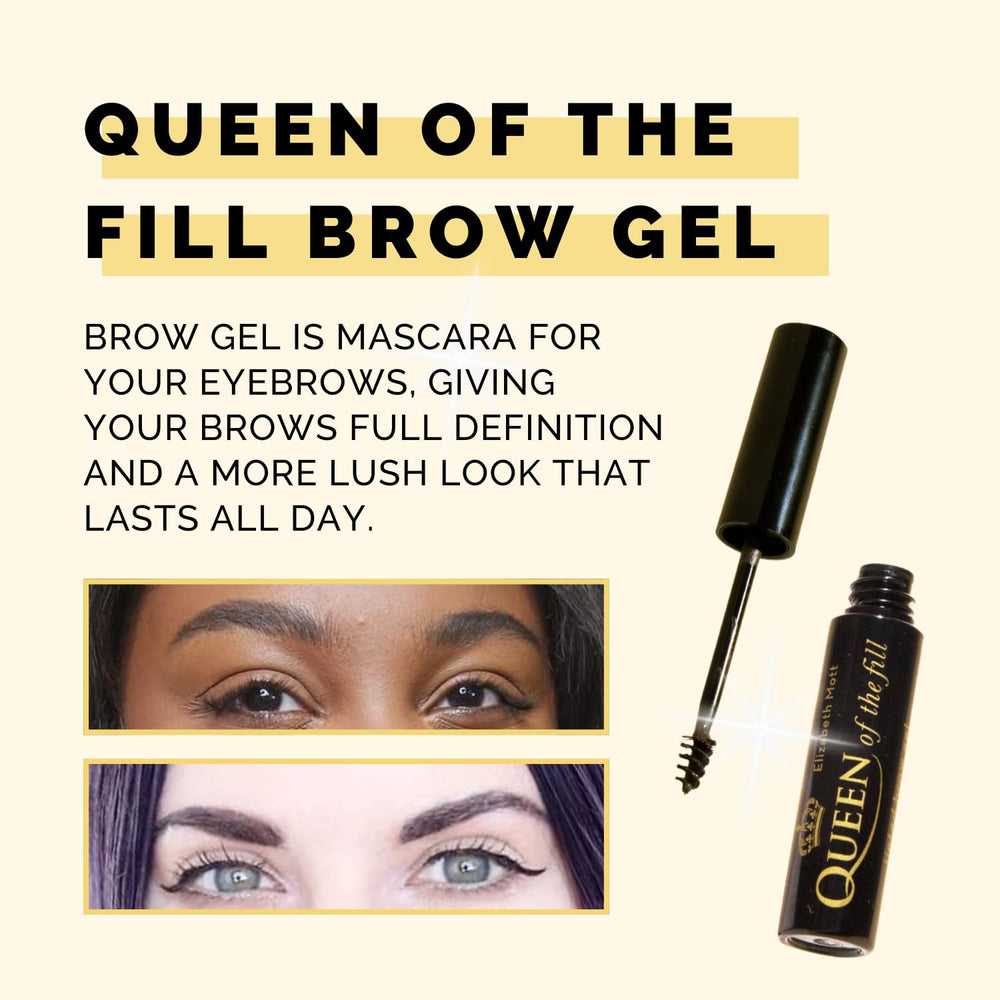 Elizabeth Mott Eyebrow Gel gray hair coverage shows 360-degree tinting.