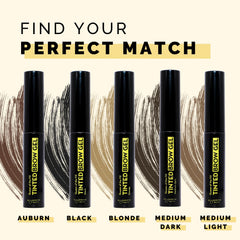 Elizabeth Mott Queen of the Fill brow swatch dark medium brown shows gray-hair coverage with subtle tint.