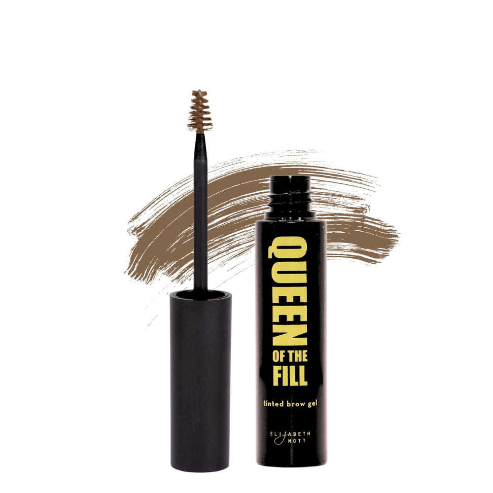 Elizabeth Mott Queen of the Fill gel close-up with natural tint and defined brows.