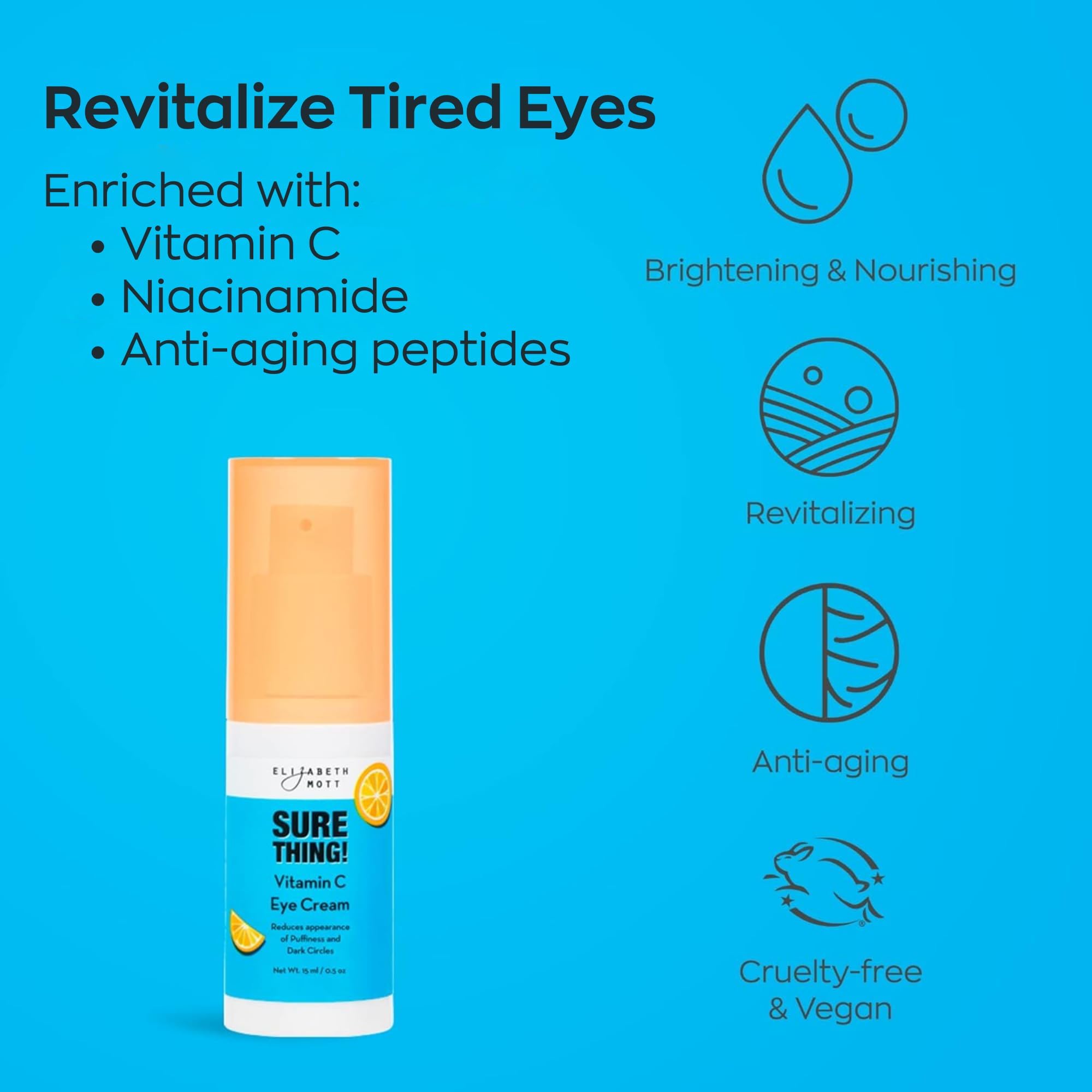 Elizabeth Mott Sure Thing Vitamin C Eye Cream texture close-up highlighting lightweight soothing formula