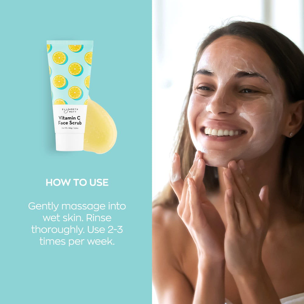 Elizabeth Mott Sure Thing Vitamin C Face Scrub brightening effect on skin with subtle glow