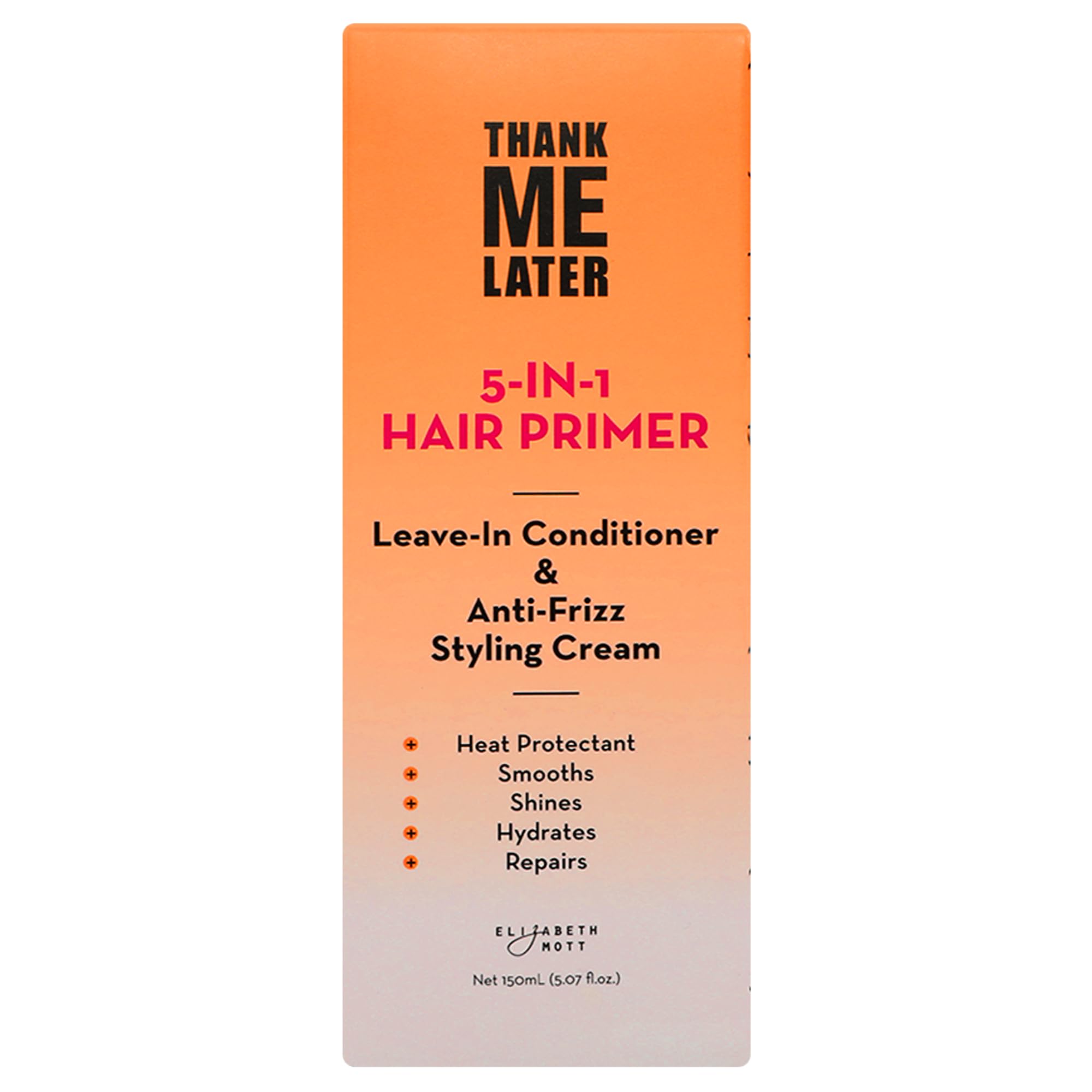 Elizabeth Mott Thank Me Later cream texture close-up showing smoothing before styling.