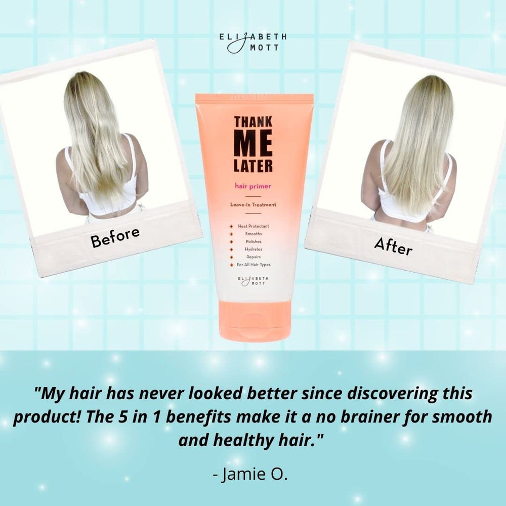 Elizabeth Mott Thank Me Later vegan cruelty-free symbol with 5-in-1 care.
