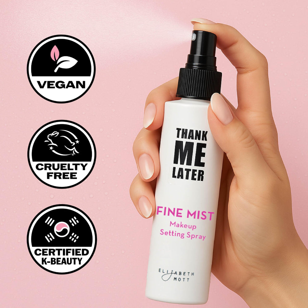 Elizabeth Mott Thank Me Later setting spray works well on all skin types.