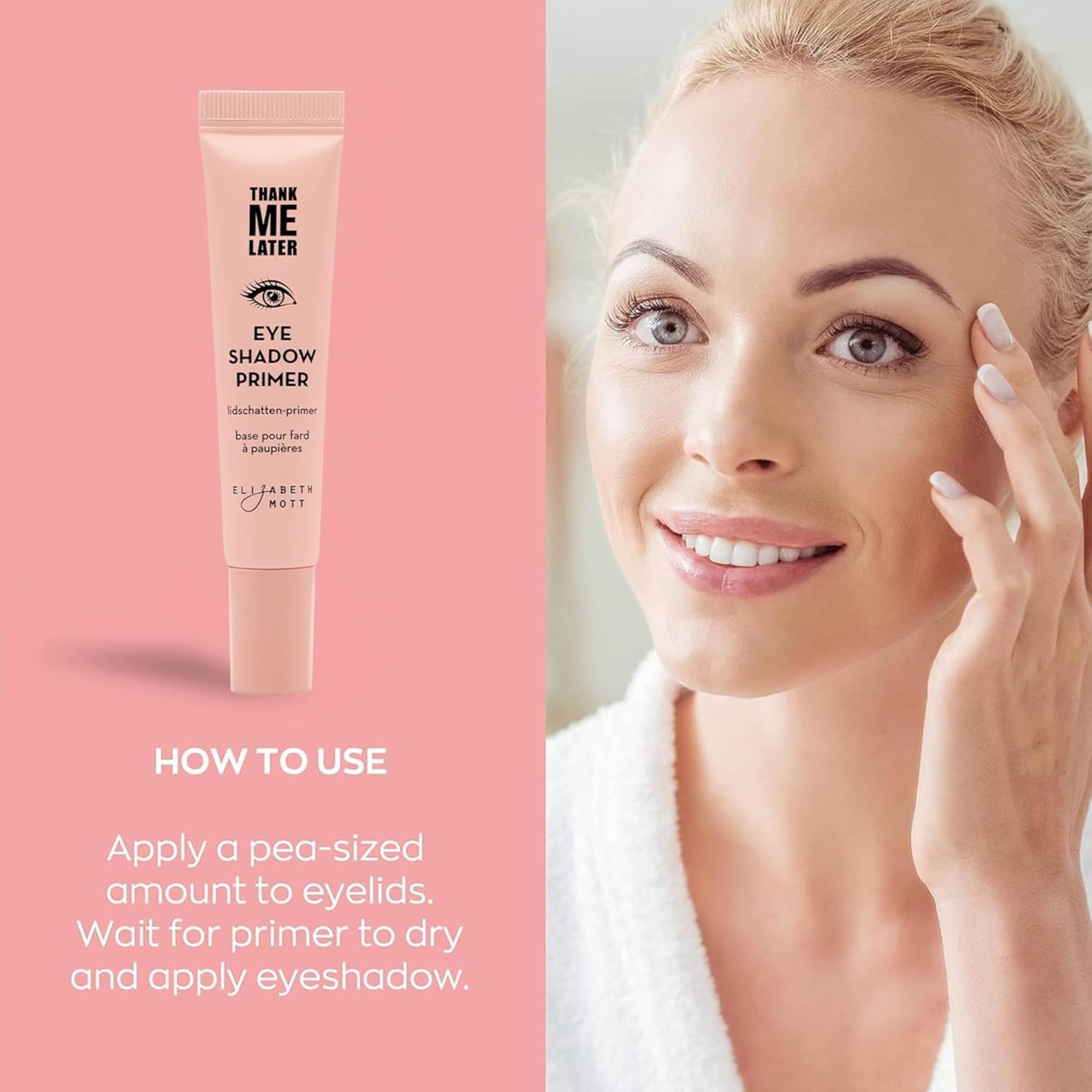 Elizabeth Mott Thank Me Later packaging closeup emphasizes clean, cruelty-free ethos.