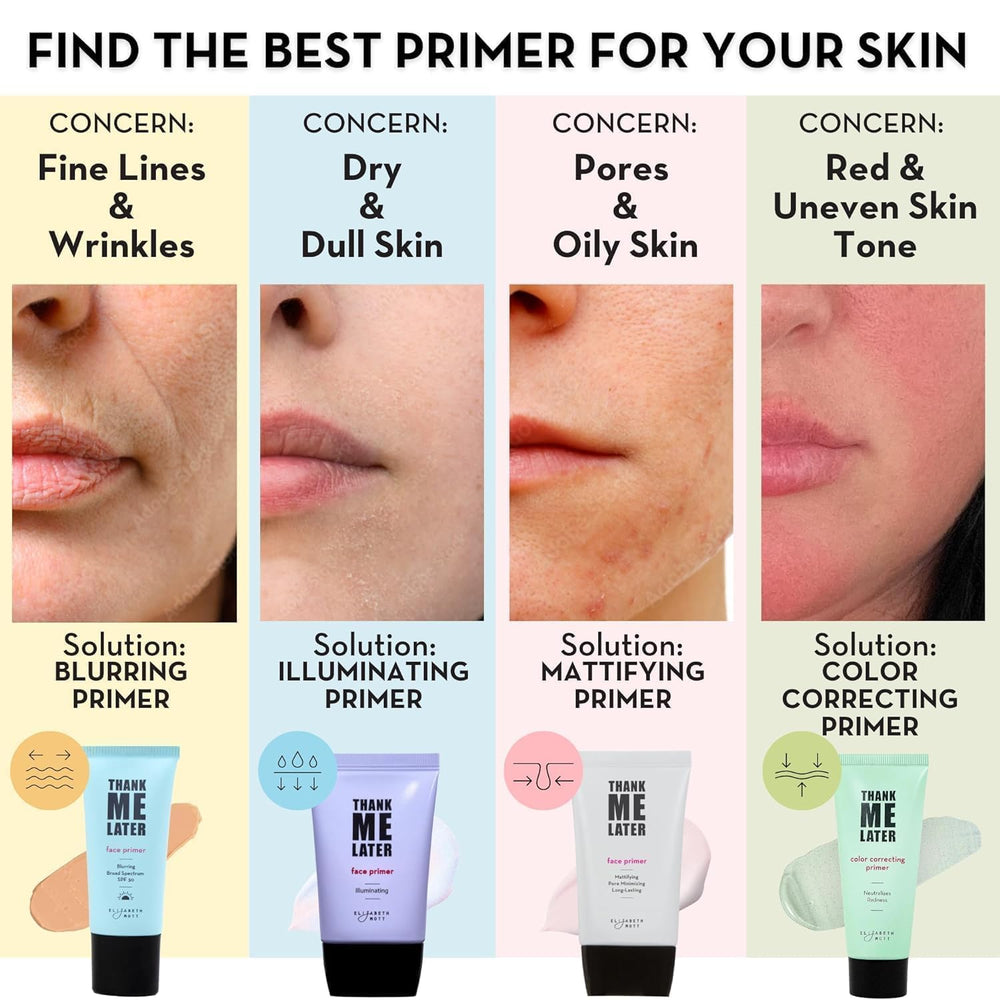 Elizabeth Mott Thank Me Later full packaging shot signals clean vegan-friendly makeup prep.