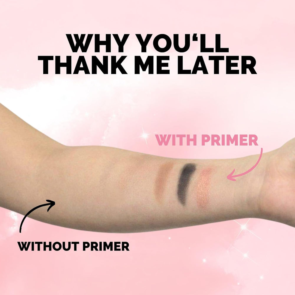 Elizabeth Mott Thank Me Later Eye Primer with pearl powder adds subtle radiance and smooth lids.