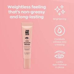 Elizabeth Mott Thank Me Later Eye Primer swatch on lid proves enhanced pigment and crease prevention.