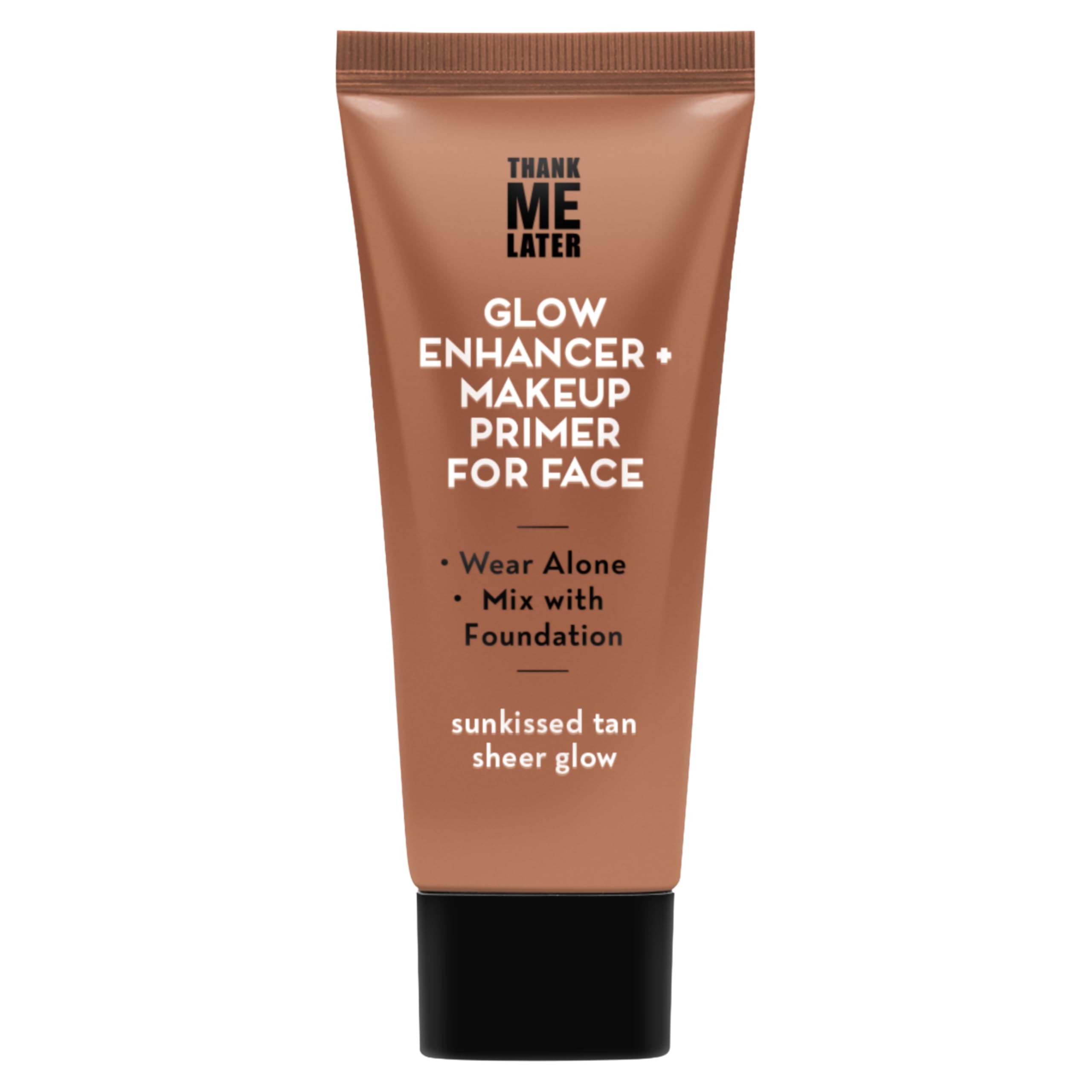 Elizabeth Mott Thank Me Later Glow Enhancer bottle closeup for radiant glow without glitter