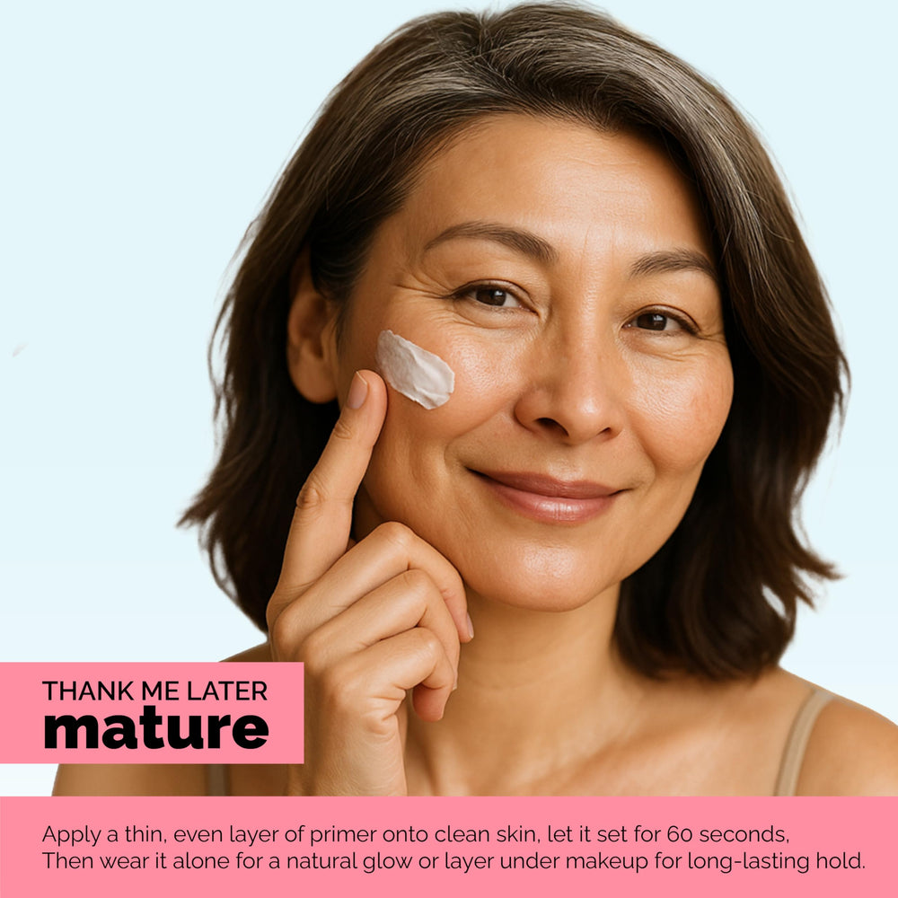 Elizabeth Mott Thank Me Later Primer mature-skin result suggests smoother base.