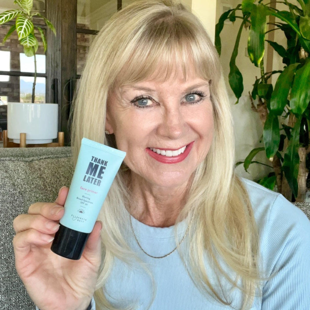Elizabeth Mott Thank Me Later Primer SPF 30 tube offering sun protection without white cast
