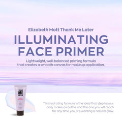 Elizabeth Mott Thank Me Later primer swatches demonstrate luminous finish for dewy skin.