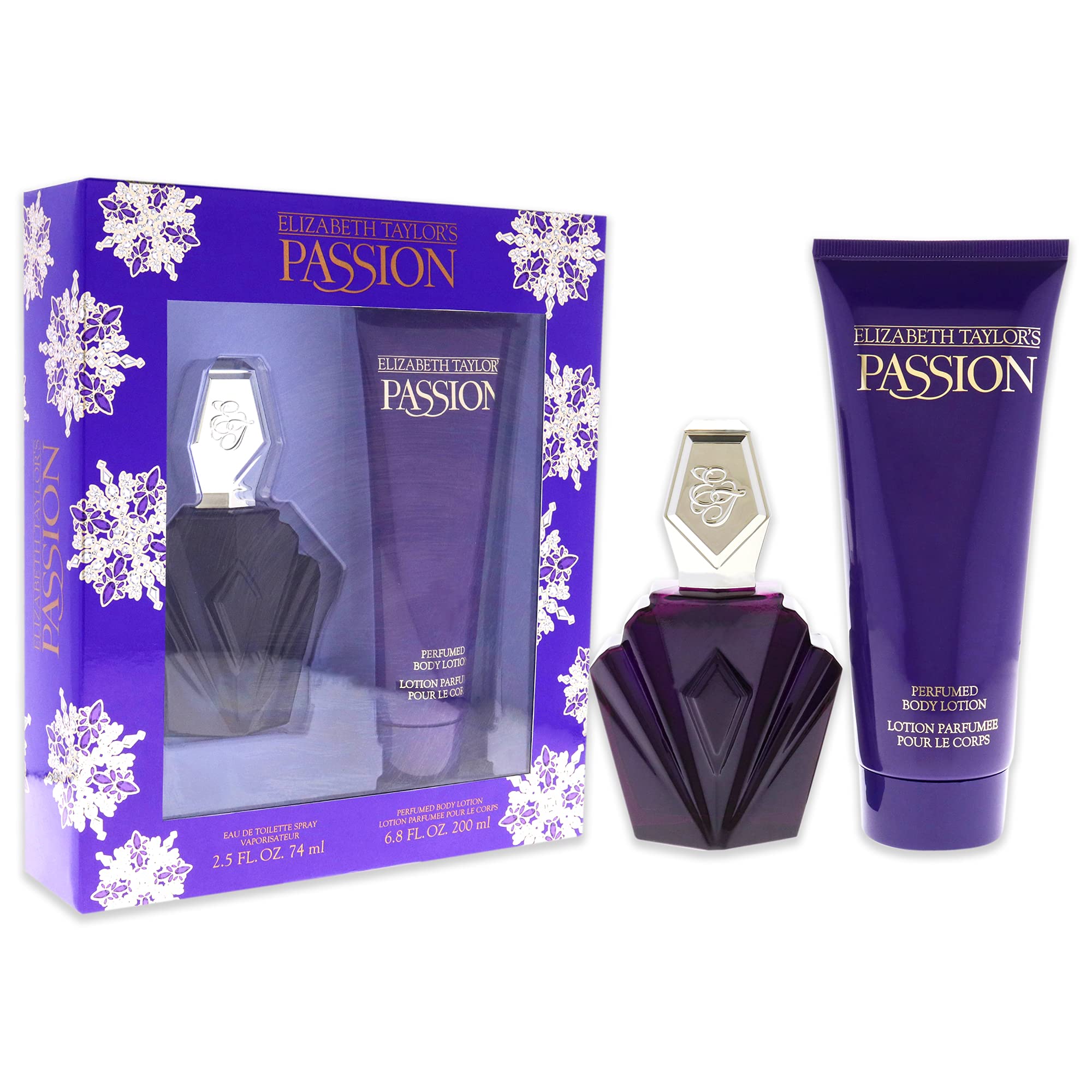 Elizabeth Taylor Passion perfume set bottle in use suggests lasting fragrance for daily wear.