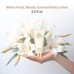 Elizabeth Taylor White Diamonds body lotion being applied for smooth, hydrated skin
