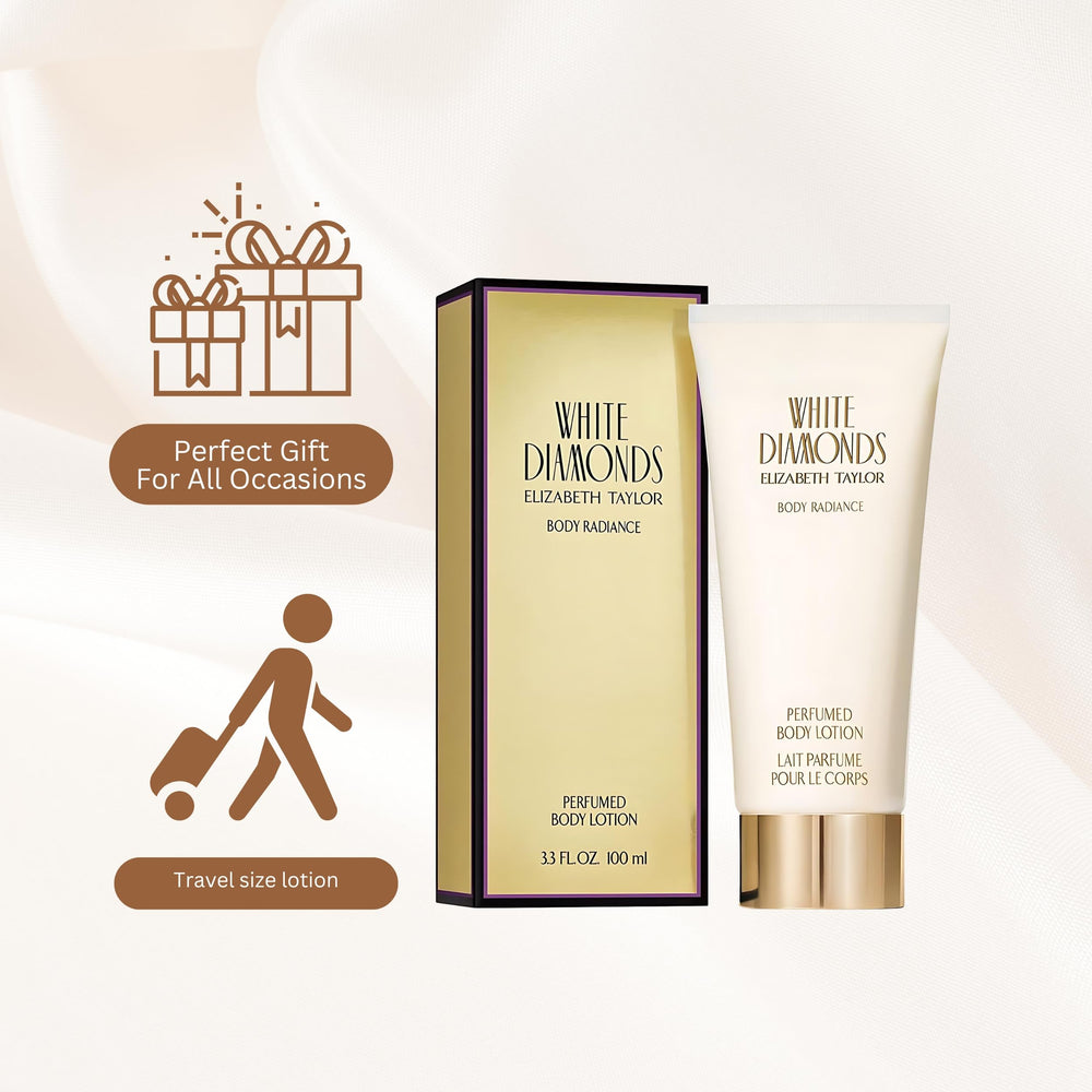 Elizabeth Taylor White Diamonds body lotion provides all-day skin hydration