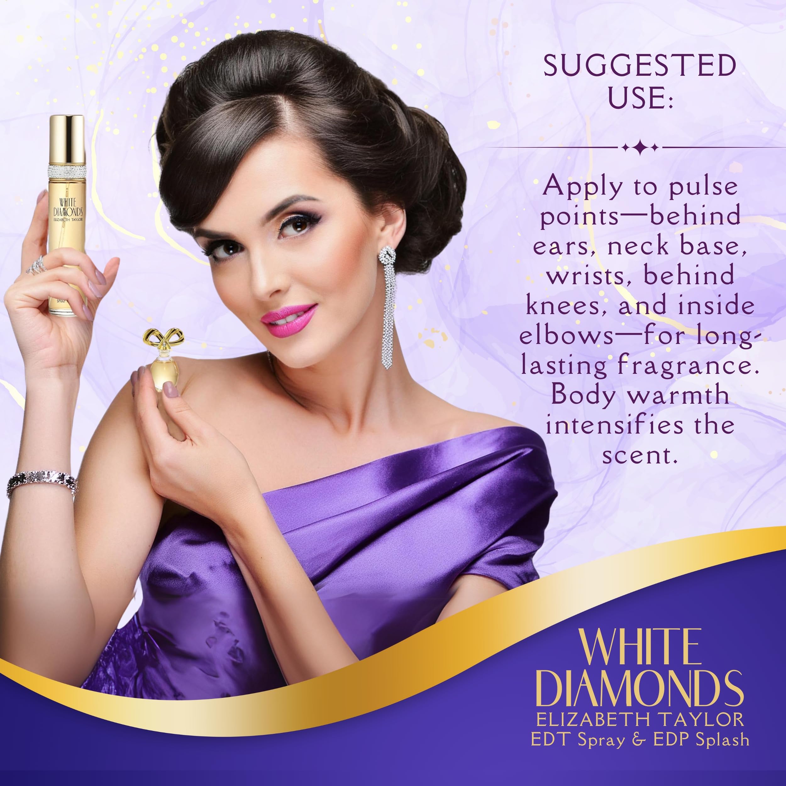 Elizabeth Taylor White Diamonds body wash, rich lather for luxurious cleansing.