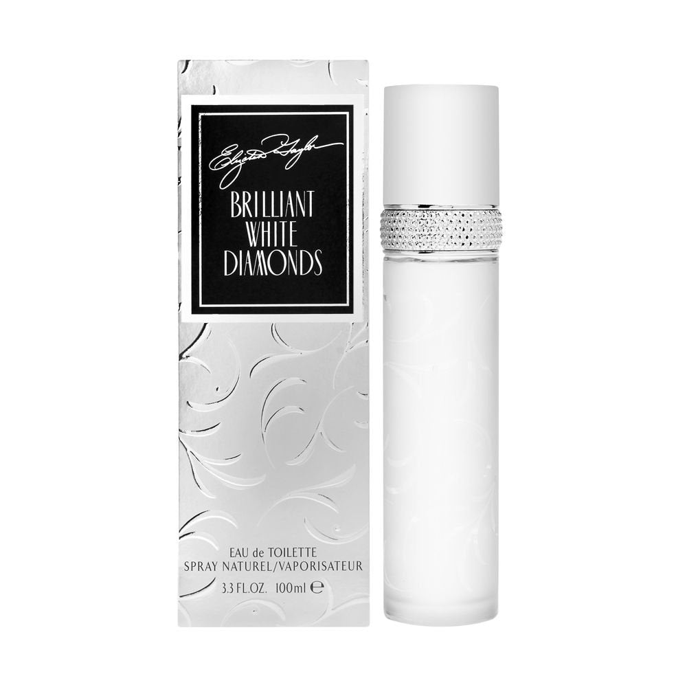 Elizabeth Taylor White Diamonds Brilliant bottle front, evokes timeless elegance and daily confidence.
