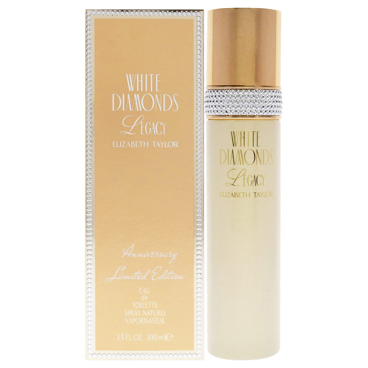 Elizabeth Taylor White Diamonds Legacy EDT spray bottle closeup for daily confidence.