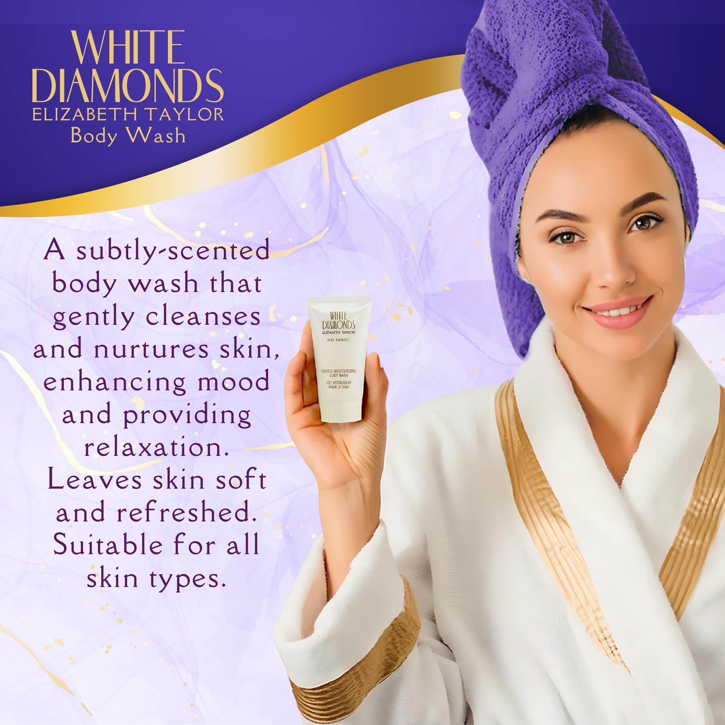 Elizabeth Taylor White Diamonds perfume splash, radiant scent for special occasions.