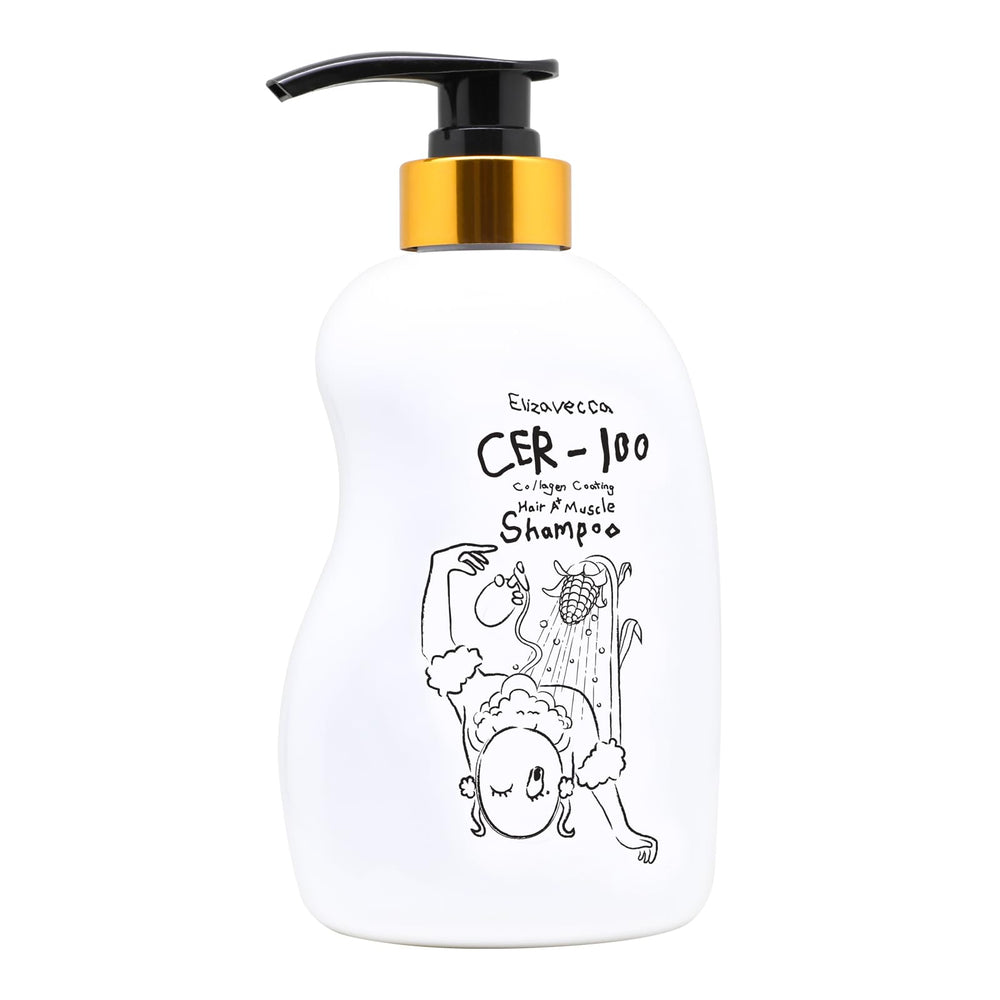 Elizavecca CER-100 bottle front highlights nourishing daily shampoo formula