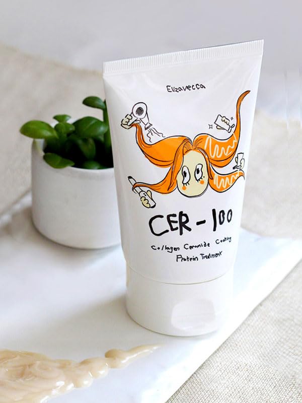 Elizavecca Cer-100 packaging box highlights luxe hair treatment suitable for damaged strands