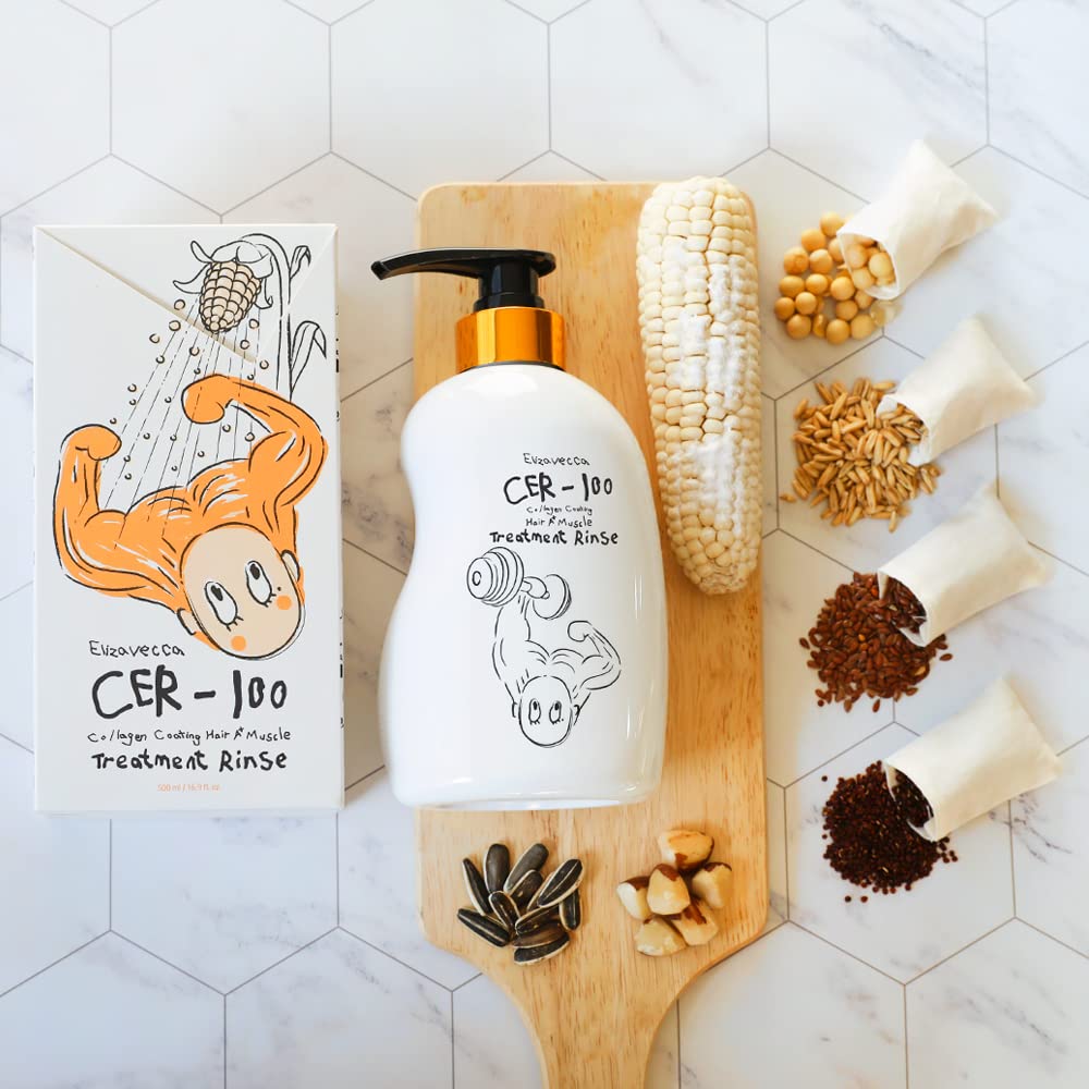 Elizavecca Collagen Coating Hair Treatment Rinse bottle with clear labeling for informed use.