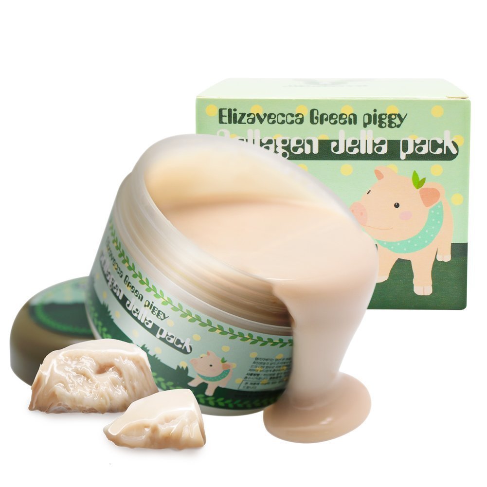 Elizavecca Green Piggy Cream on face illustrates daily hydration during routine.