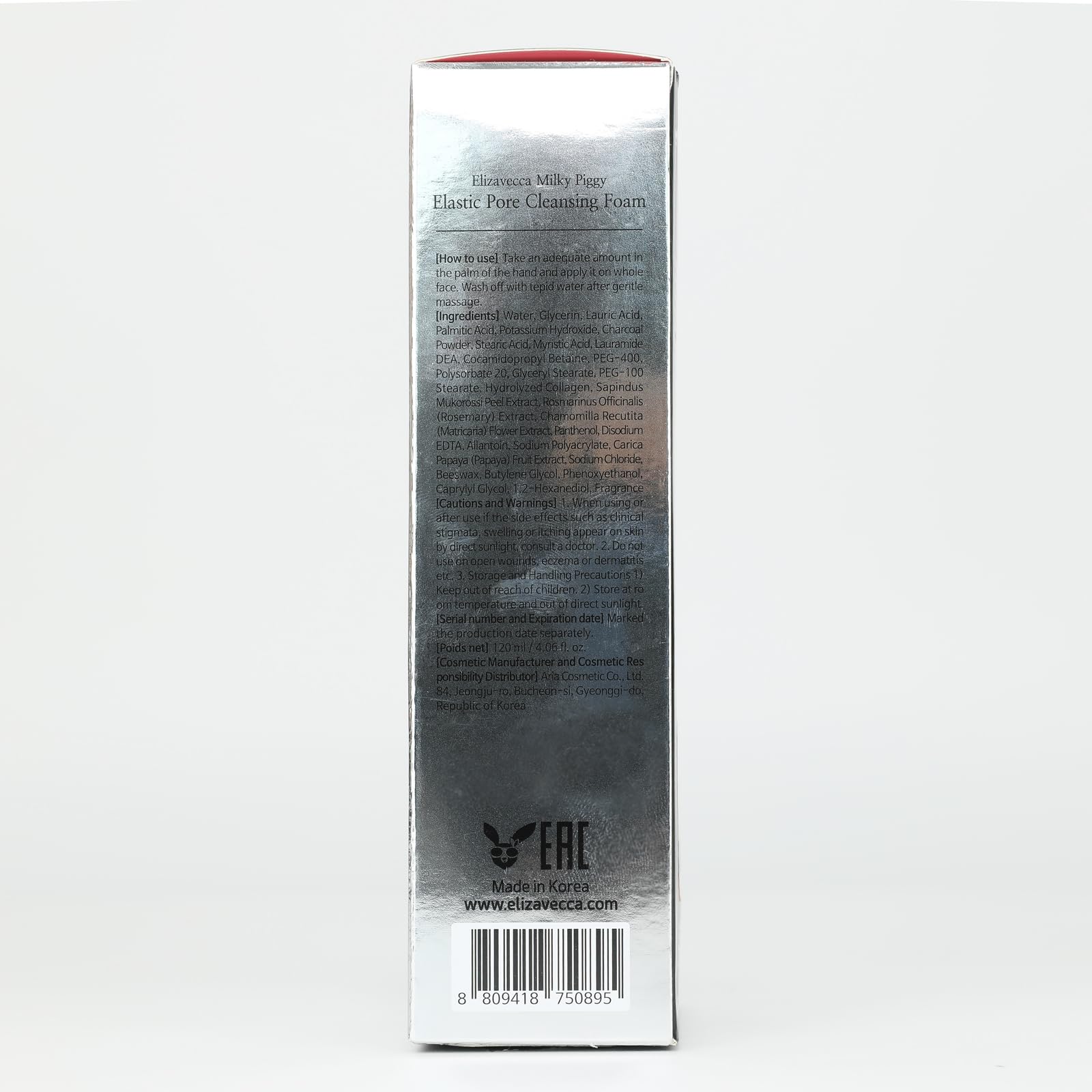 Elizavecca Milky Piggy Elastic Pore Charcoal Foam creamy charcoal foam texture suggests purifying cleanse.