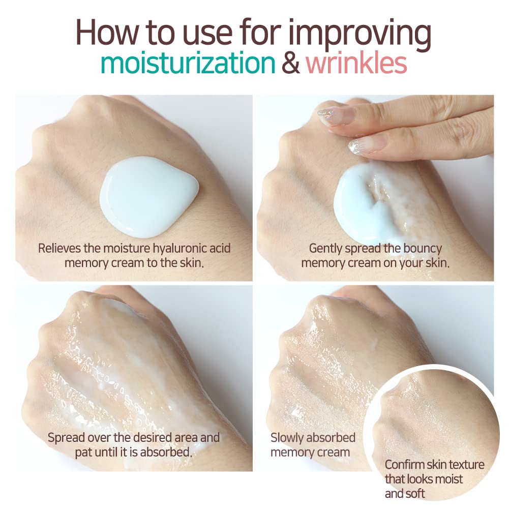 Elizavecca Moisture Hyaluronic Acid Memory Cream all-skin-types usage close-up indicates broad suitability.