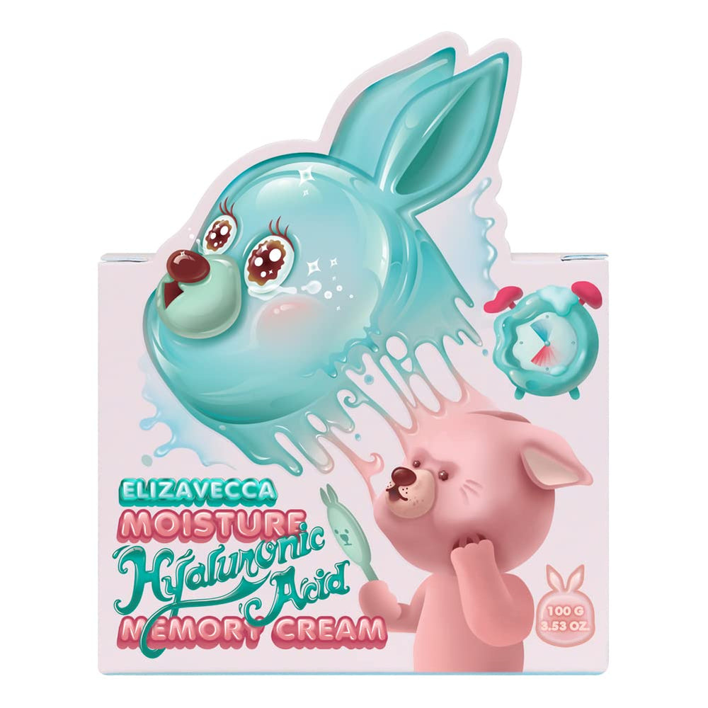 Elizavecca Moisture Hyaluronic Acid Memory Cream packaging shows a generous 100 g jar for daily use.
