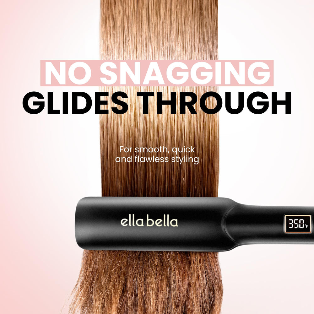 ELLA BELLA Iron featuring ionic technology for smoother, frizz-free results