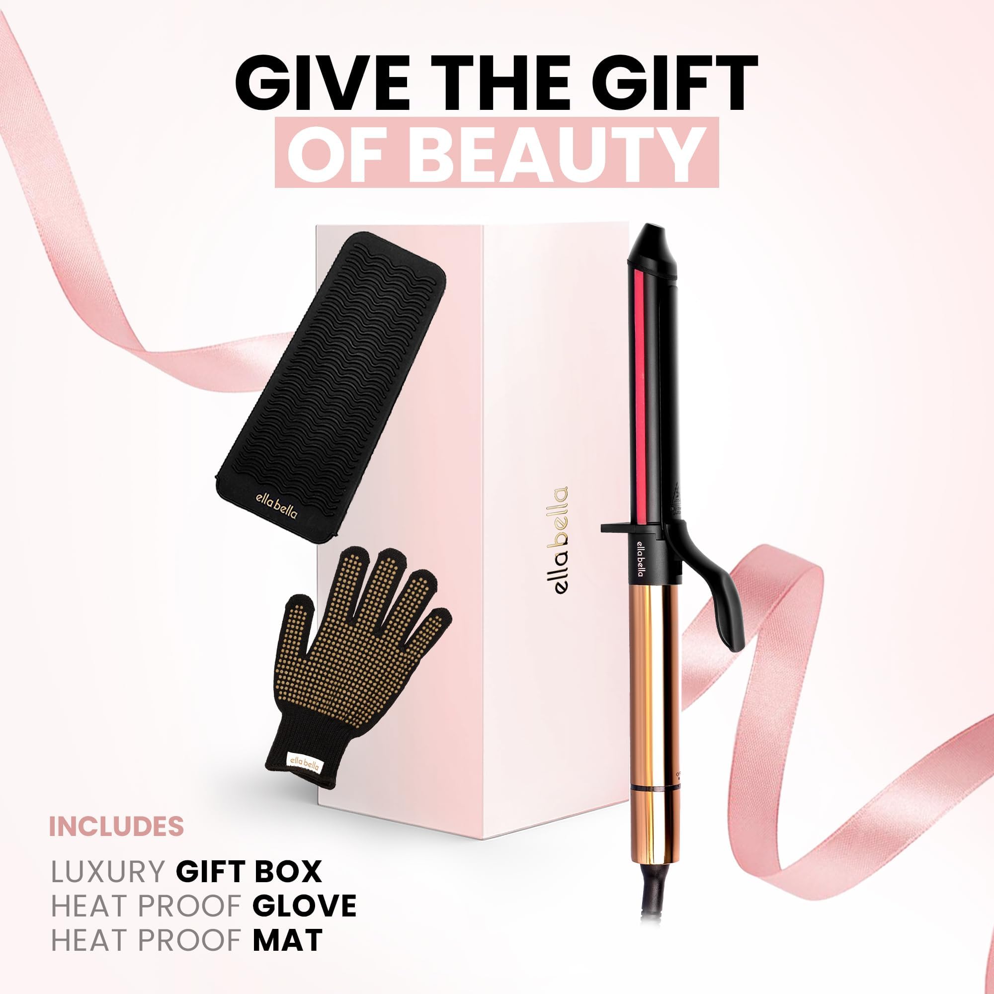 ELLA BELLA Curling Iron brand story shows woman-owned support.