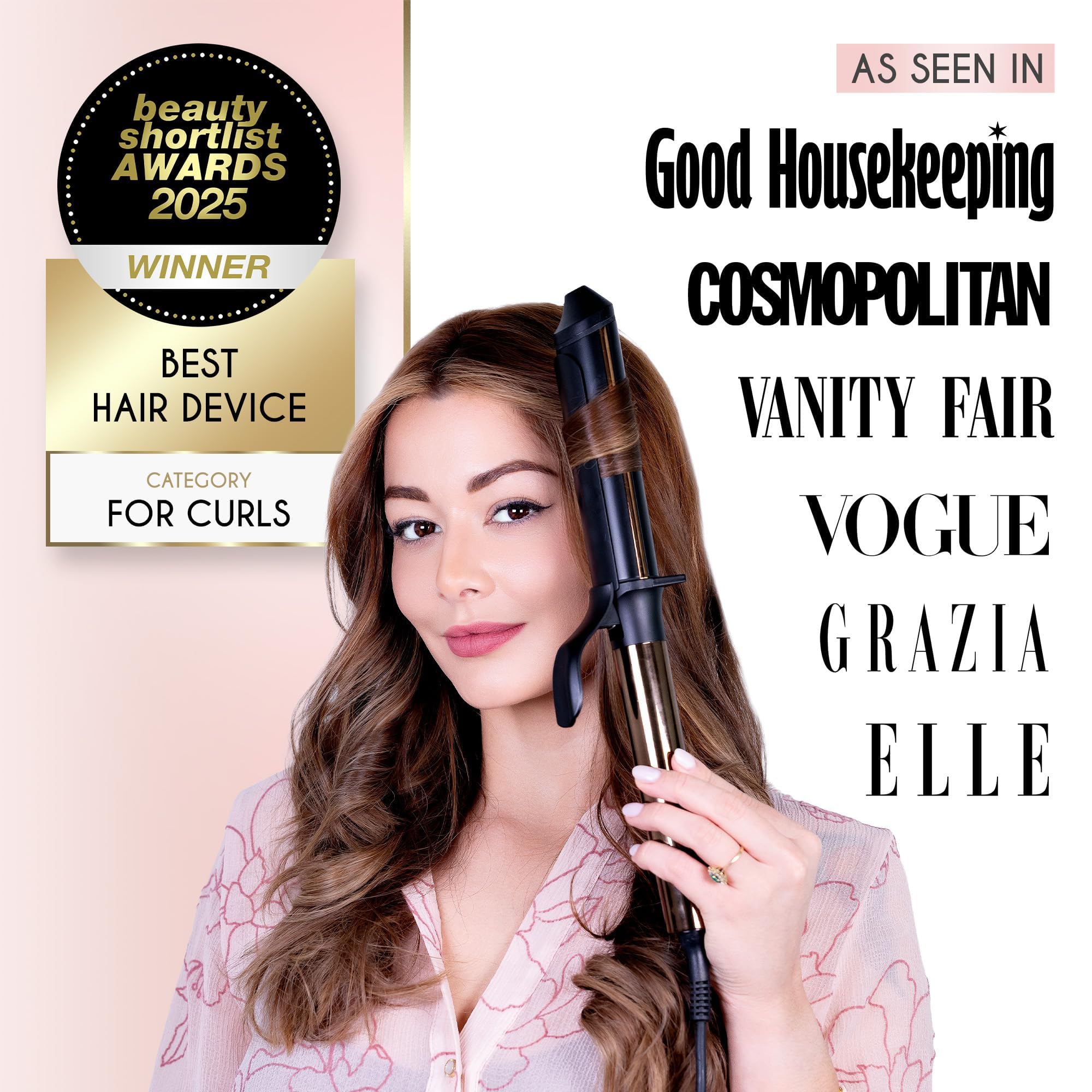 ELLA BELLA Curling Iron digital-display for precise temperature control.
