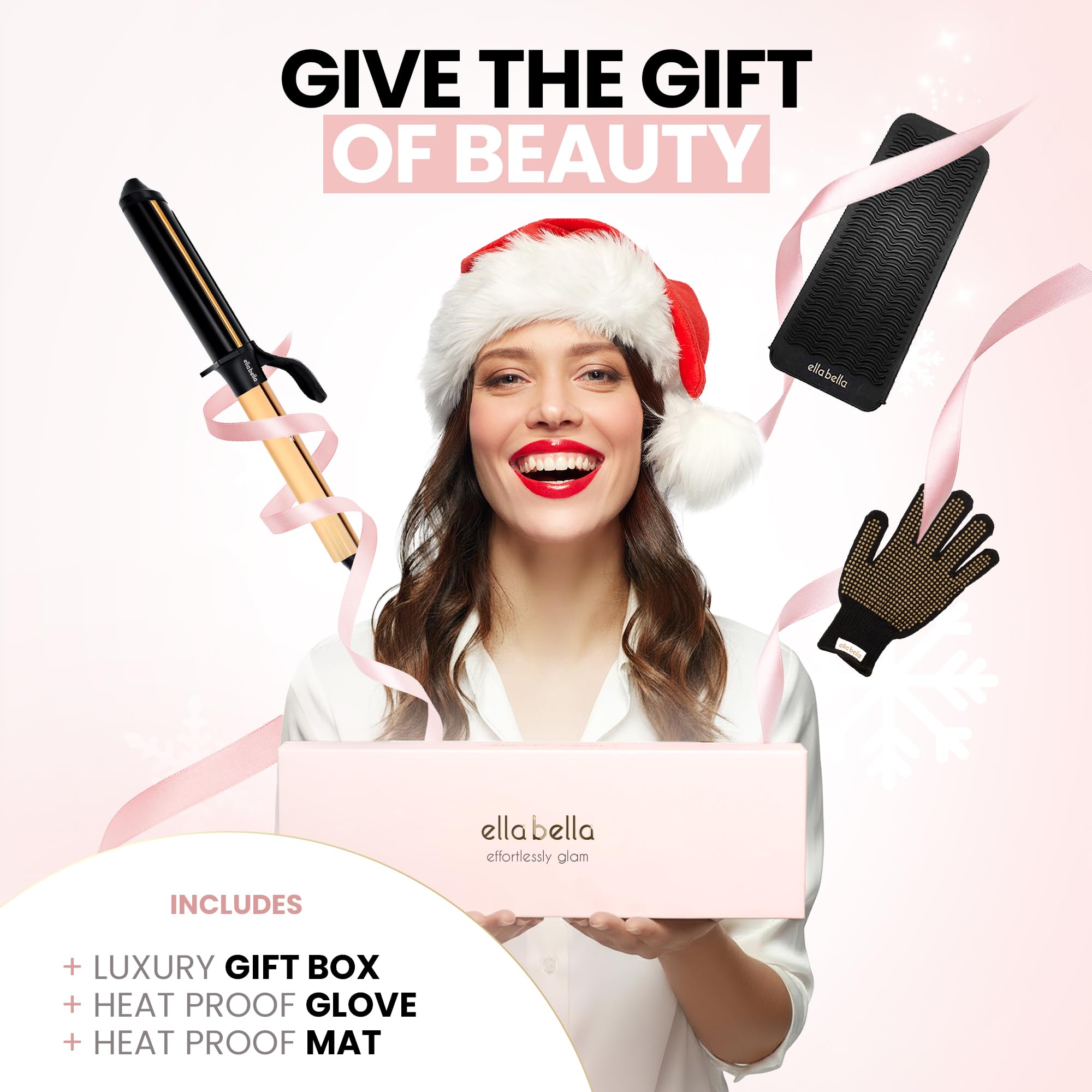 ELLA BELLA Curling Iron professional styling glove keeps hands safe.