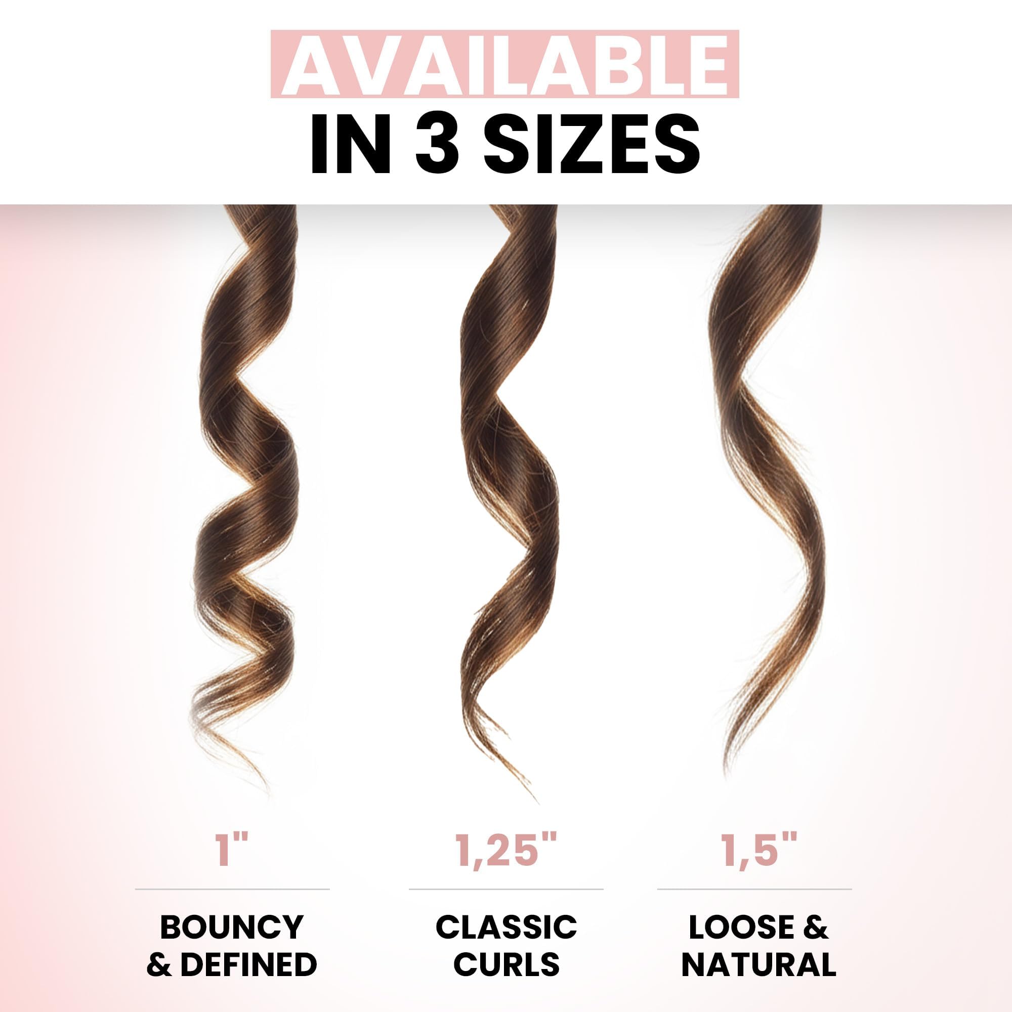ELLA BELLA Curling Iron finished look with glossy curls.
