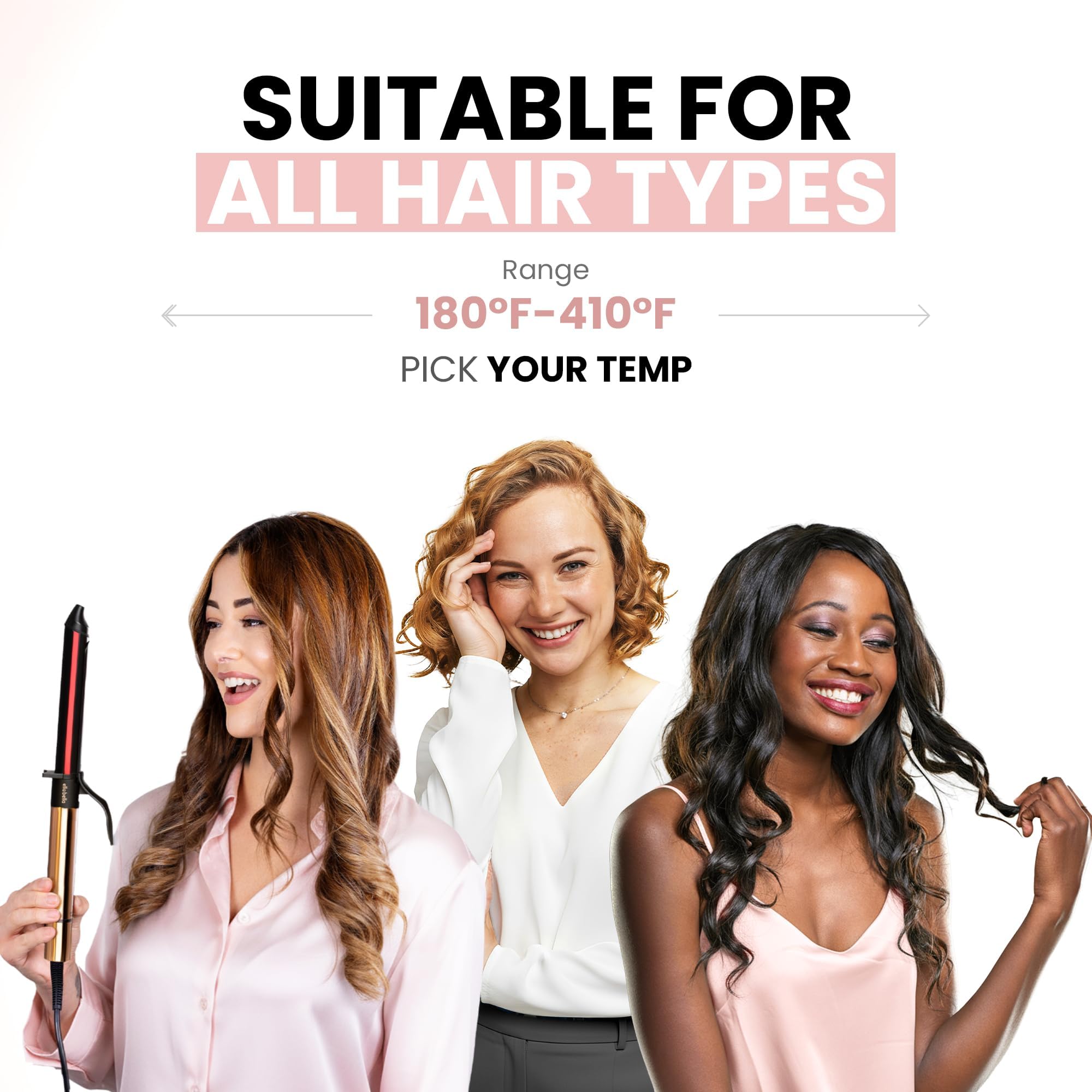 ELLA BELLA Curling Iron side view highlights ergonomic design.