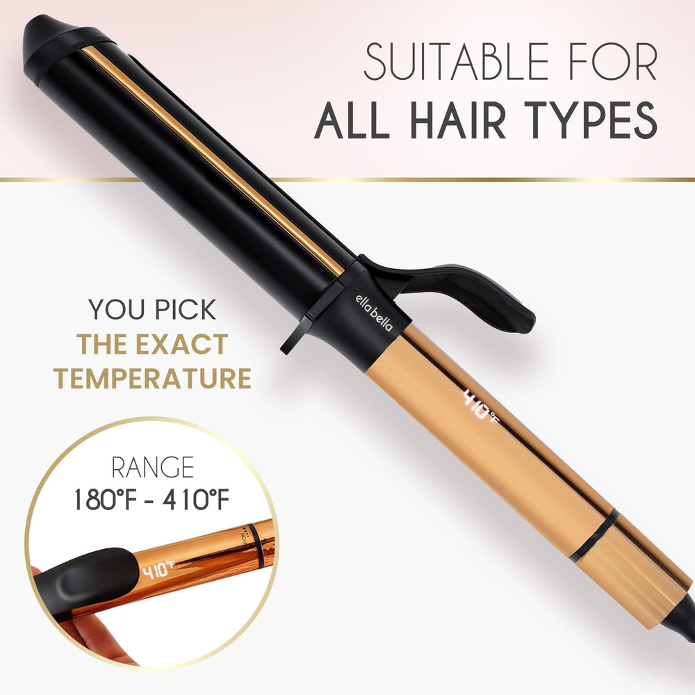 ELLA BELLA Curling Iron styling-glove for safe, comfortable use.