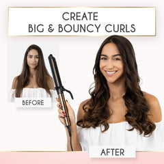 ELLA BELLA Curling Iron temperature range 180-410°F for versatile styling.