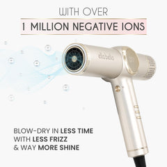 ELLA BELLA ionic hair dryer with magnetic nozzles for versatile styling.