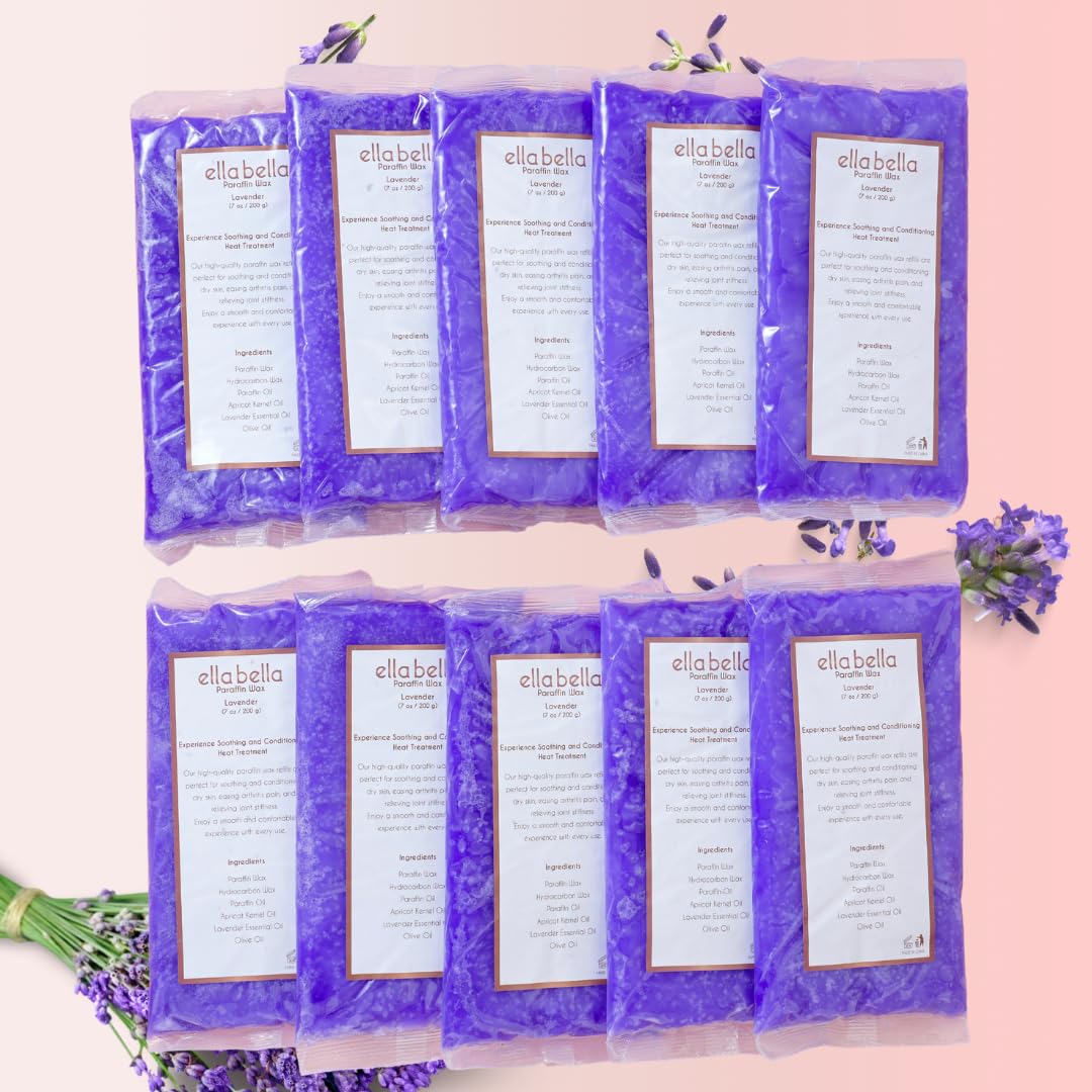 ELLA BELLA paraffin wax refill lavender bottle for relaxing, deeply hydrated skin.