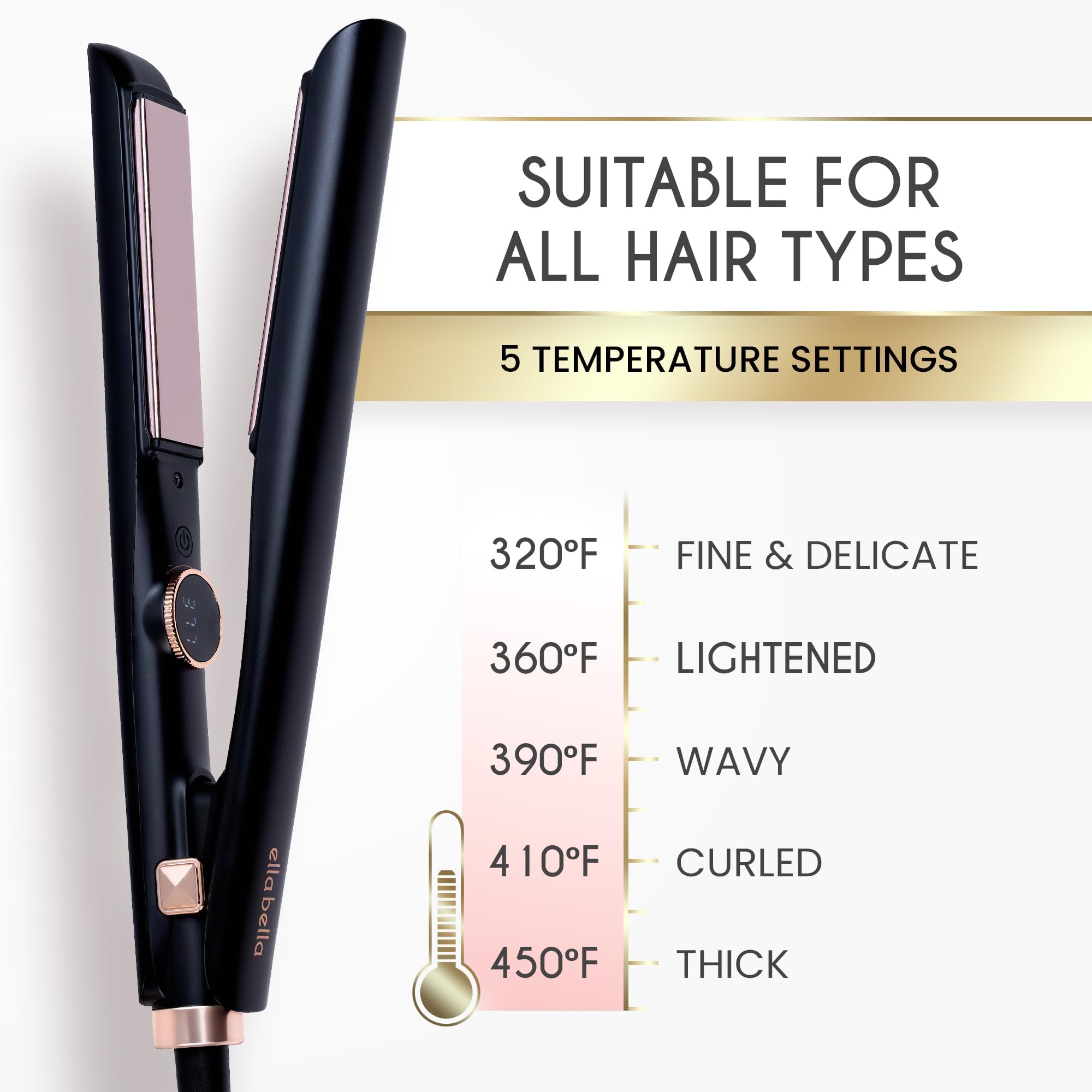 ELLA BELLA Slimline compact design ready for portable use and quick touch-ups.