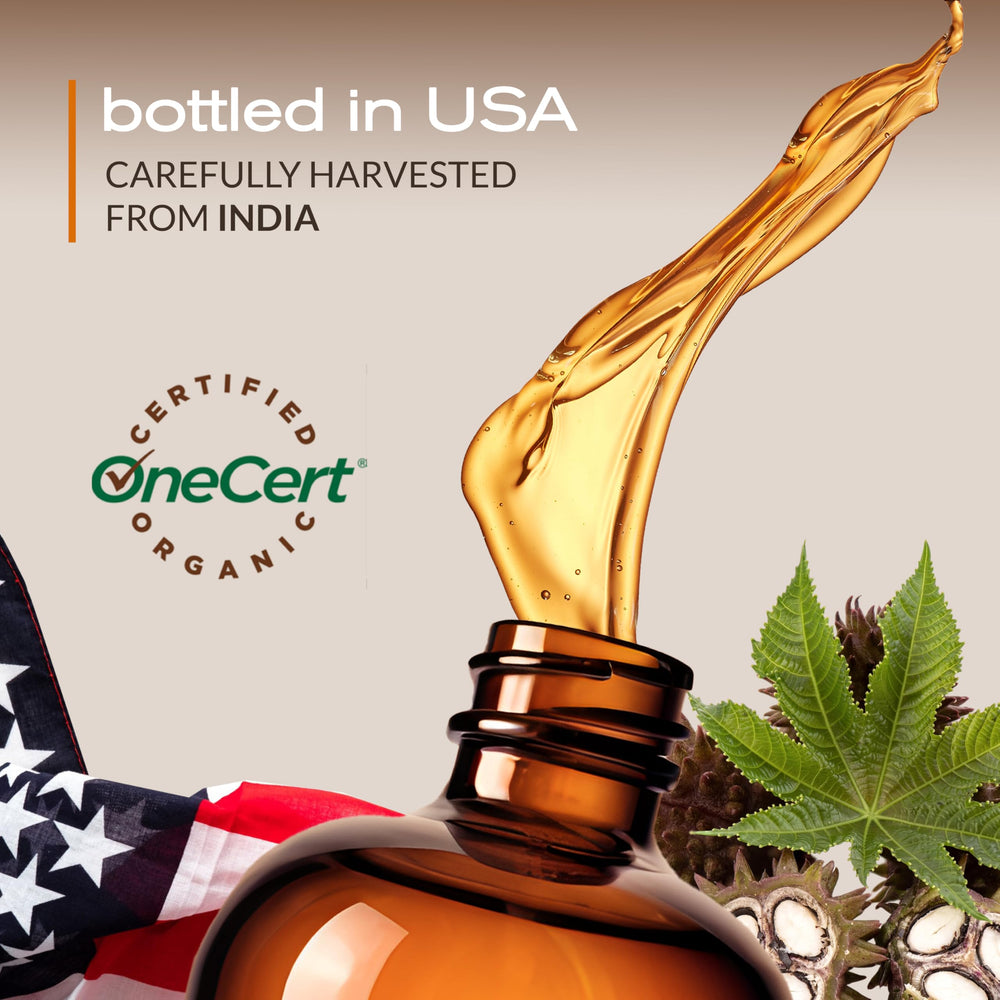 Ella & Eden castor oil glass bottle packaging emphasizes eco-friendly premium packaging.