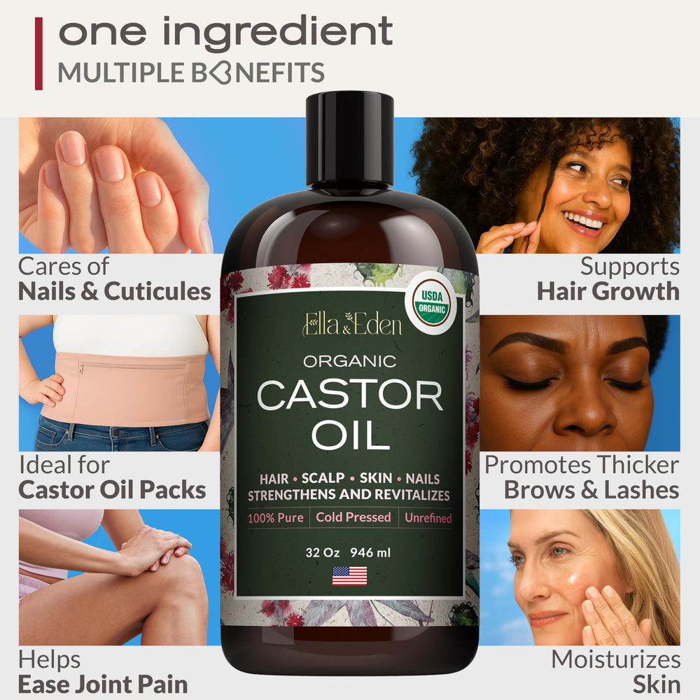 Ella & Eden castor oil lash and brow growth support.